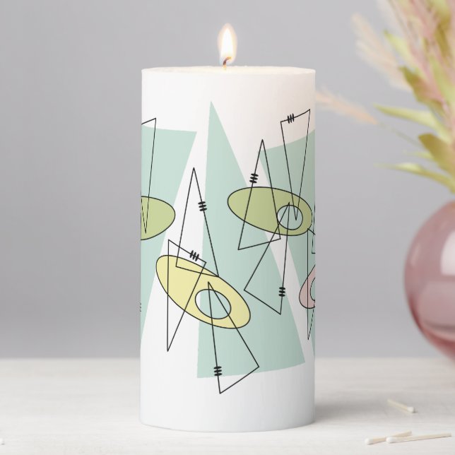 Mid-Century Modern Geometric 3" x 6" Medium  Pillar Candle (In Situ)