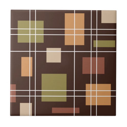 Mid Century Modern Geometric 6 Ceramic Tile