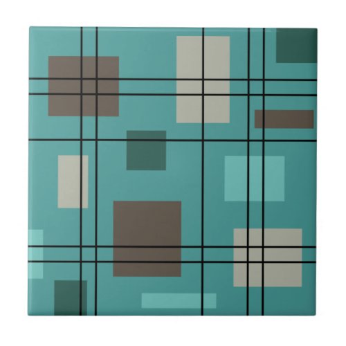 Mid Century Modern Geometric 8 Ceramic Tile