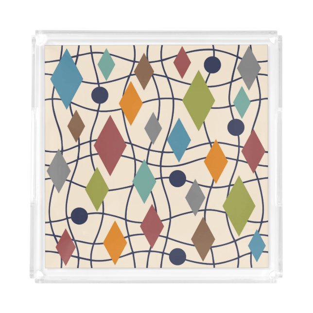 Mid Century Modern Geometric Abstract Acrylic Tray (Front)