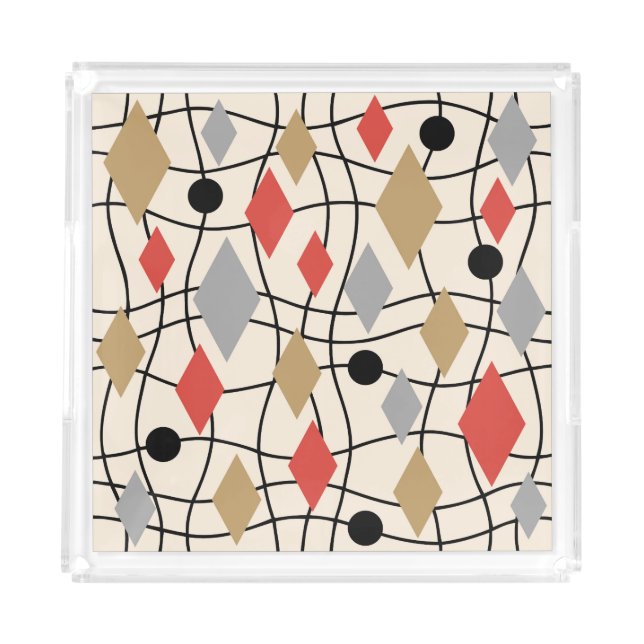 Mid Century Modern Geometric Abstract Acrylic Tray (Front)