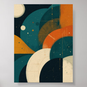 Mid-Century Modern Geometric Abstract Art – Bauhau Poster