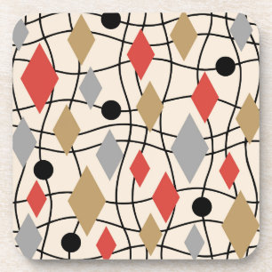 Mid Century Modern Geometric Abstract Beverage Coaster