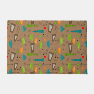 Mid-Century Modern Geometric Abstract Brown Doormat