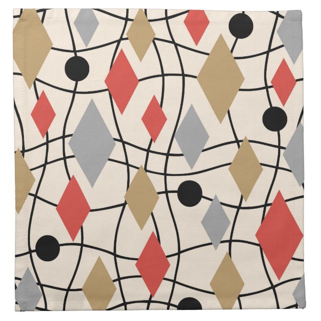 Mid Century Modern Geometric Abstract Cloth Napkin (Front)