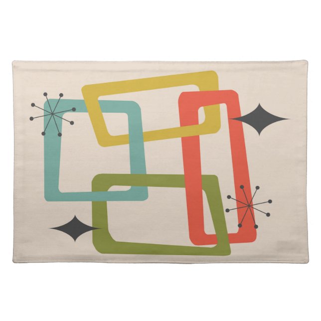 Mid-Century Modern Geometric Abstract Cloth Placemat (Front)