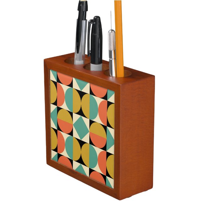 Mid Century Modern Geometric Abstract Desk Organizer (In Situ)