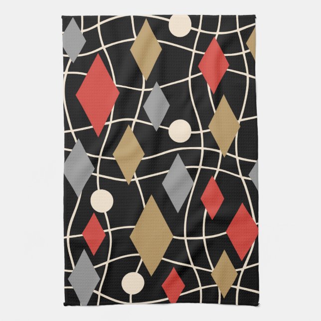 Mid Century Modern Geometric Abstract Kitchen Towel (Vertical)