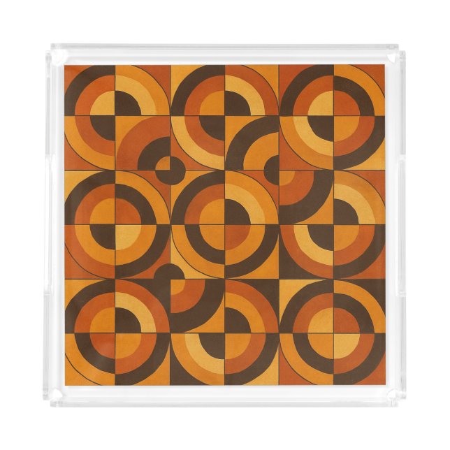 Mid Century Modern Geometric Abstract Pattern Acrylic Tray (Front)