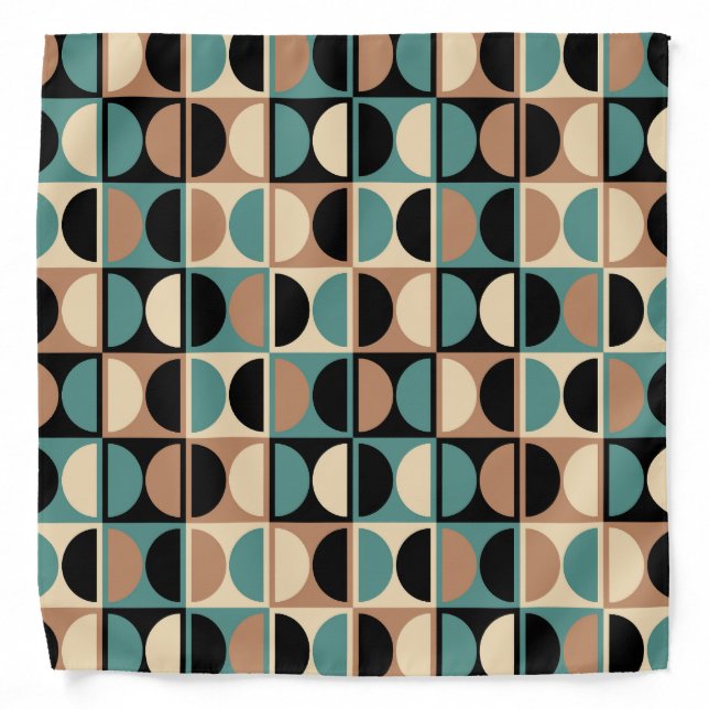 Mid Century Modern Geometric Abstract Pattern Bandana (Front)