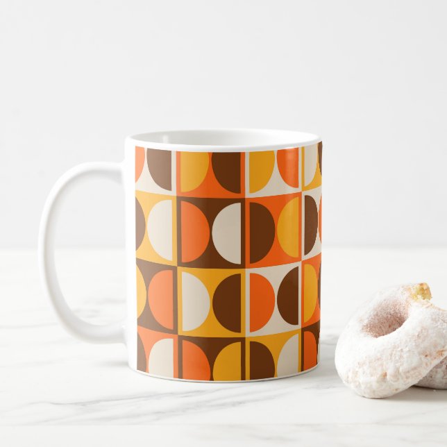 Mid Century Modern Geometric Abstract Pattern Coffee Mug (With Donut)