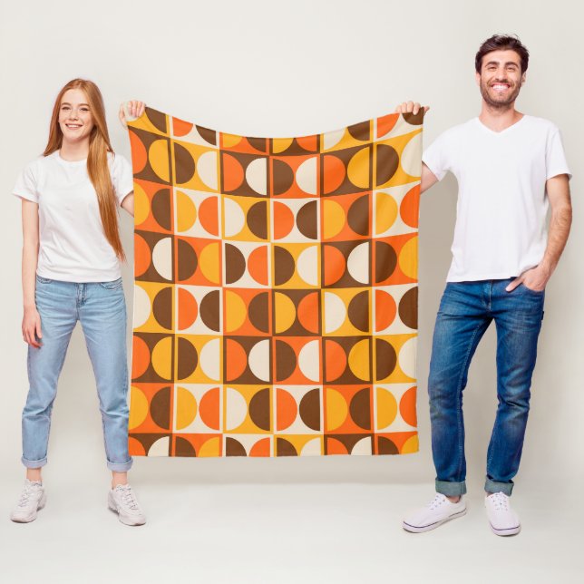 Mid Century Modern Geometric Abstract Pattern Fleece Blanket (In Situ)