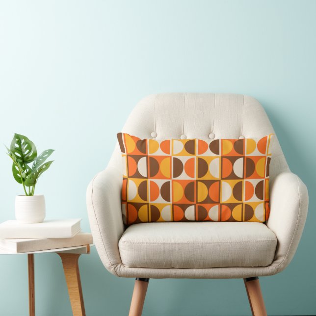 Mid Century Modern Geometric Abstract Pattern Lumbar Pillow (Chair)