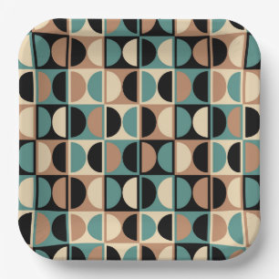 Mid Century Modern Geometric Abstract Pattern Paper Plates