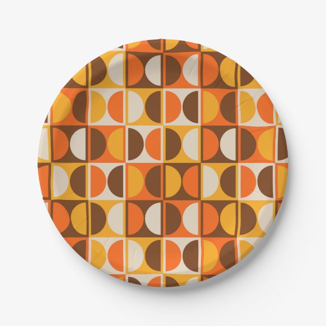 Mid Century Modern Geometric Abstract Pattern Paper Plates (Front)