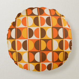 Mid Century Modern Geometric Abstract Pattern Round Pillow