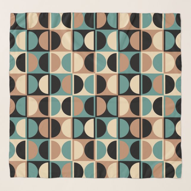Mid Century Modern Geometric Abstract Pattern Scarf (Front)