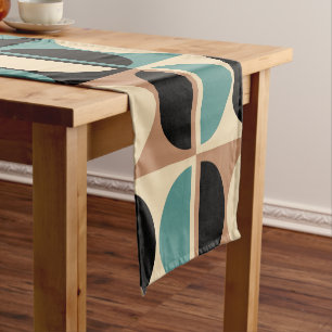 Mid Century Modern Geometric Abstract Pattern Short Table Runner