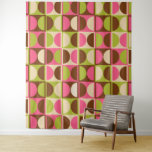 Mid Century Modern Geometric Abstract Pattern Tapestry<br><div class="desc">Retro Mid Century Geometric Half Square and Circle Pattern Brown Chartreuse & Pink.</div>