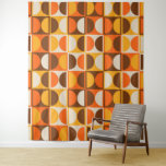 Mid Century Modern Geometric Abstract Pattern Tapestry<br><div class="desc">Retro Mid Century Geometric Half Square and Circle Pattern Brown Orange & Yellow.</div>