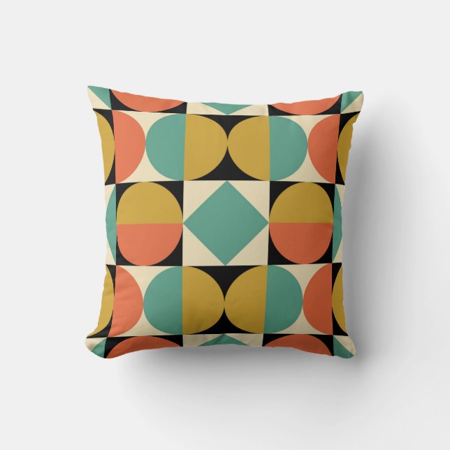 Mid Century Modern Geometric Abstract Throw Pillow (Front)