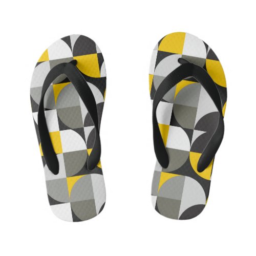 Mid century modern geometric and squares design kids flip flops