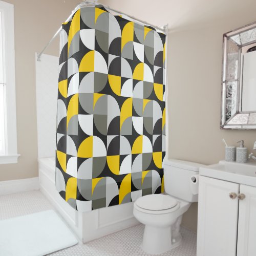 Mid century modern geometric and squares design shower curtain