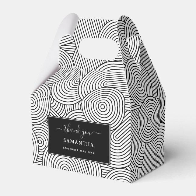 Mid Century Modern Geometric Arch Black White Favor Boxes (Front Side)