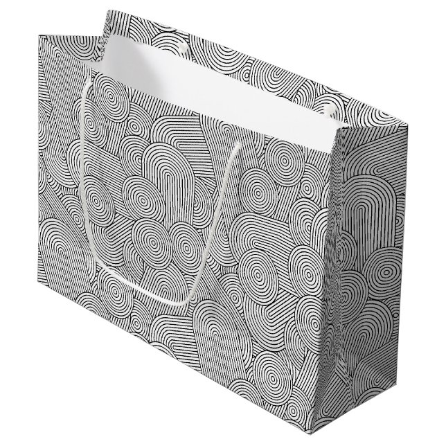 Mid Century Modern Geometric Arch Black White Large Gift Bag (Front Angled)