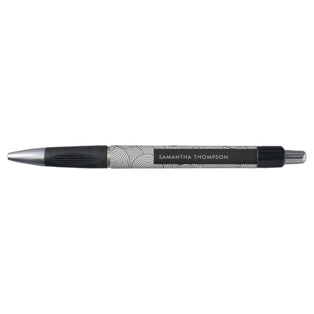 Mid Century Modern Geometric Arch Black White Pen (Front)