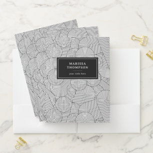 Mid Century Modern Geometric Arch Black White Pocket Folder