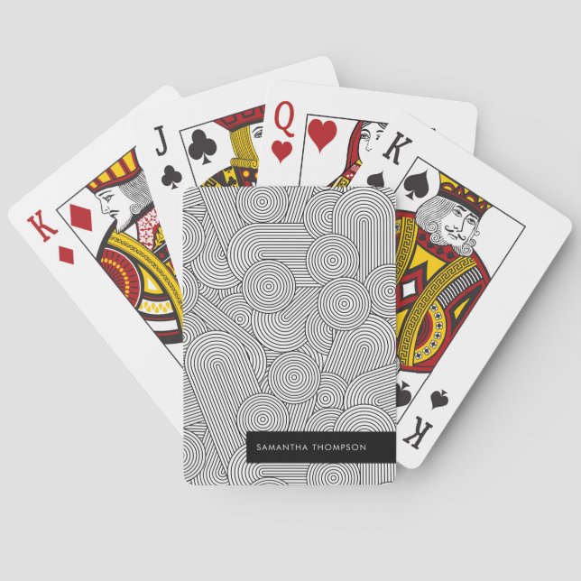 Mid Century Modern Geometric Arch Black White Poker Cards (Back)