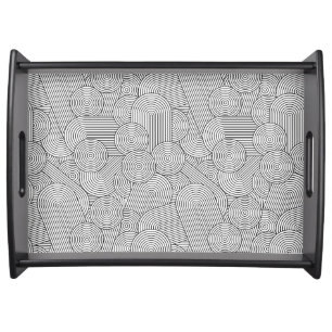 Mid Century Modern Geometric Arch Black White Serving Tray