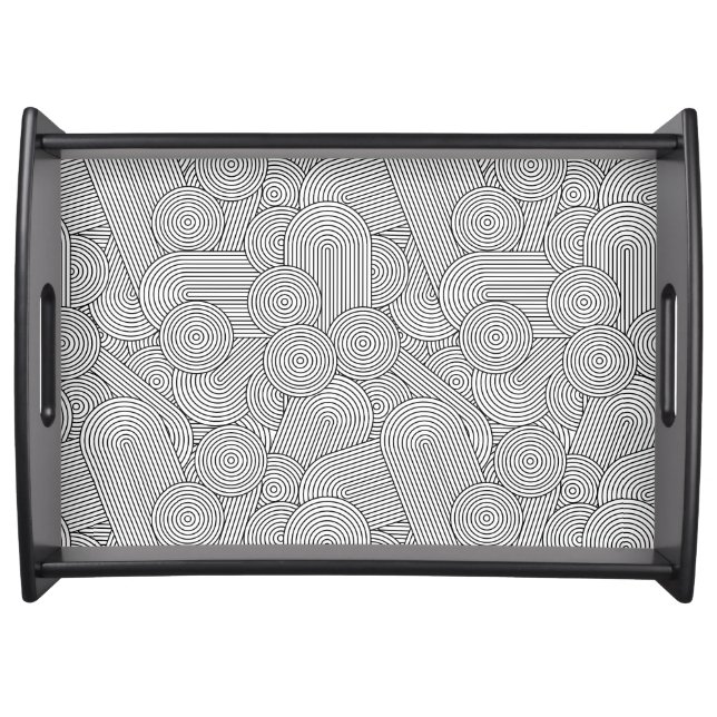 Mid Century Modern Geometric Arch Black White Serving Tray (Front)