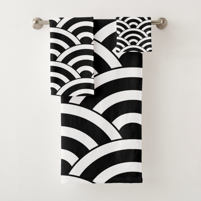 Mid Century Modern Geometric Arch Pattern Bath Towel Set (Insitu)
