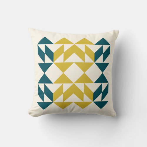 Mid Century Modern Geometric Art Design Teal Throw Pillow