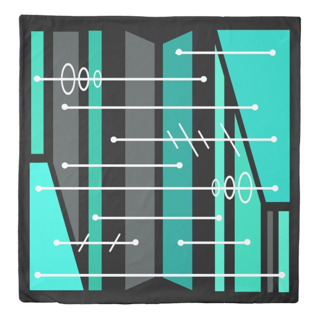 mid century modern, geometric, atomic, space age,  duvet cover (Front)
