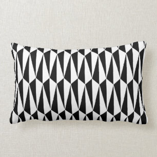 Mid-Century Modern geometric, black and white Lumbar Pillow