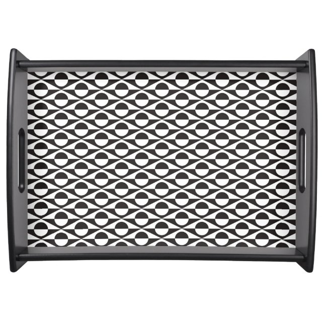 Mid-Century Modern geometric, black and white Serving Tray (Front)