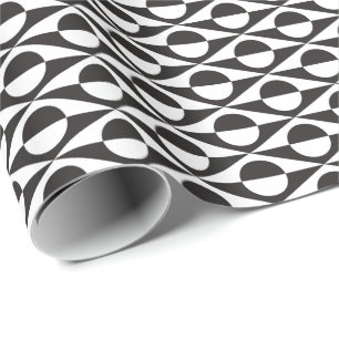 Mid-Century Modern geometric, black and white Wrapping Paper