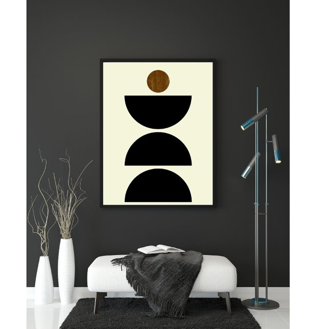 Mid Century Modern Geometric Black Beige Minimal Poster (Creator Uploaded)