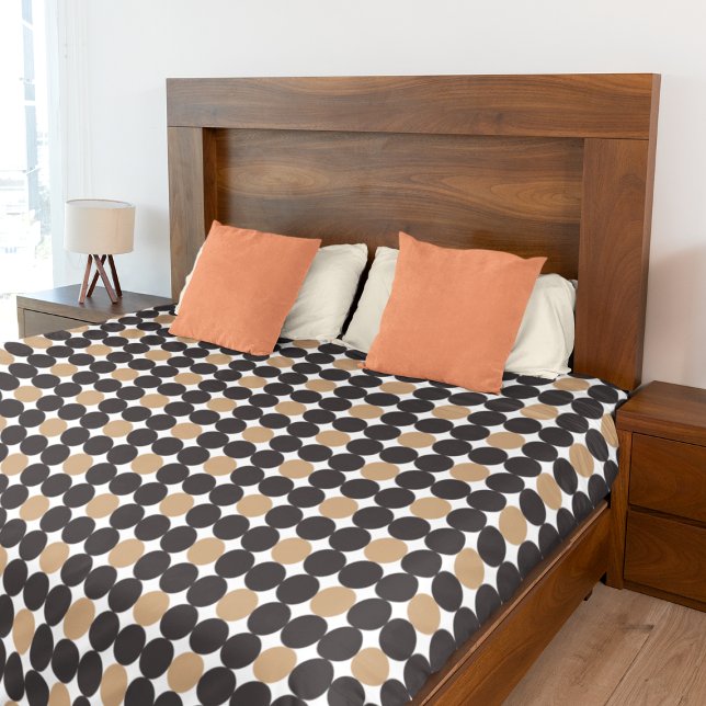 Mid-century Modern Geometric Black Brown Pattern Duvet Cover (Creator Uploaded)