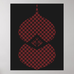 Mid Century Modern Geometric Black Red Poster