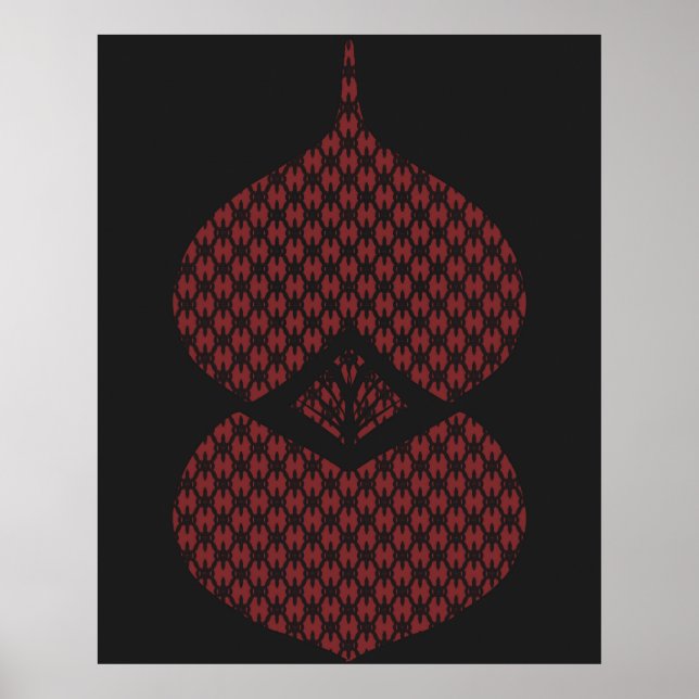 Mid Century Modern Geometric Black Red Poster (Front)