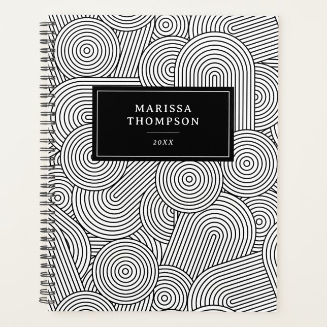 Mid Century Modern Geometric Black White Planner (Front)
