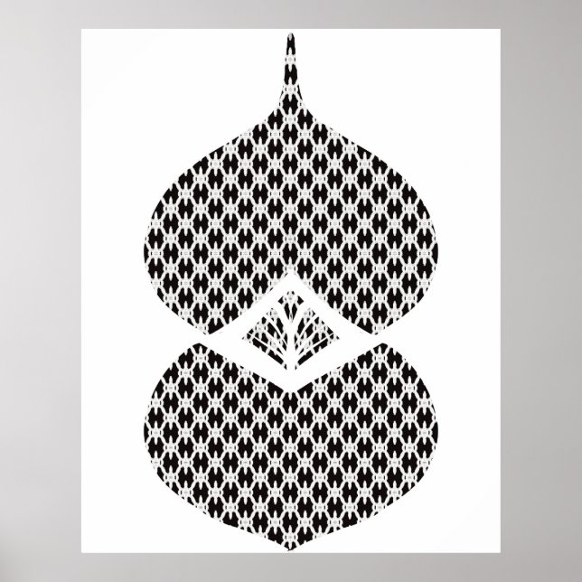 Mid Century Modern Geometric Black White  Poster (Front)