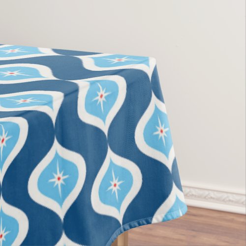 Mid_Century Modern geometric blue and white Tablecloth