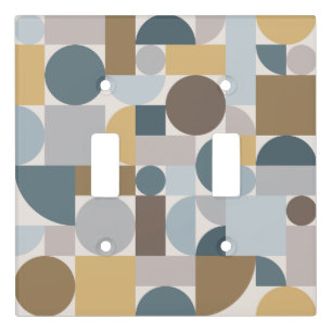 Mid Century Modern Geometric Blue Gold Light Switch Cover