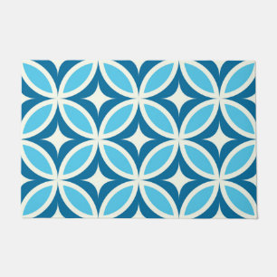 Mid Century Modern Geometric Blue Pattern Doormat