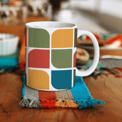 Mid century modern geometric  Bright colors Giant Coffee Mug